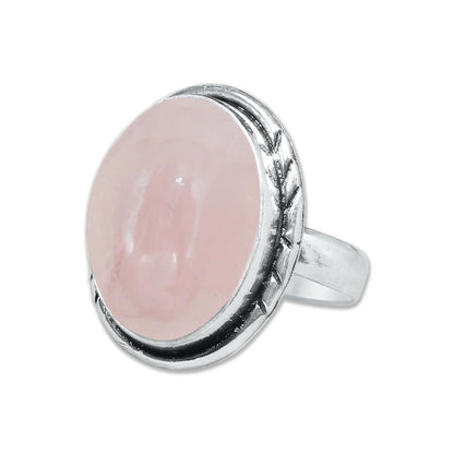 Bagues en quartz rose faites à la main pour femmes – Bijoux en laiton plaqué argent pour l'amour et la guérison