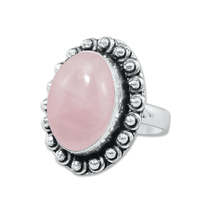Bagues en quartz rose faites à la main pour femmes – Bijoux en laiton plaqué argent pour l'amour et la guérison