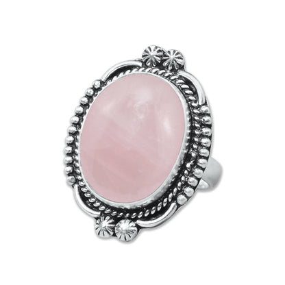Bagues en quartz rose faites à la main pour femmes – Bijoux en laiton plaqué argent pour l'amour et la guérison