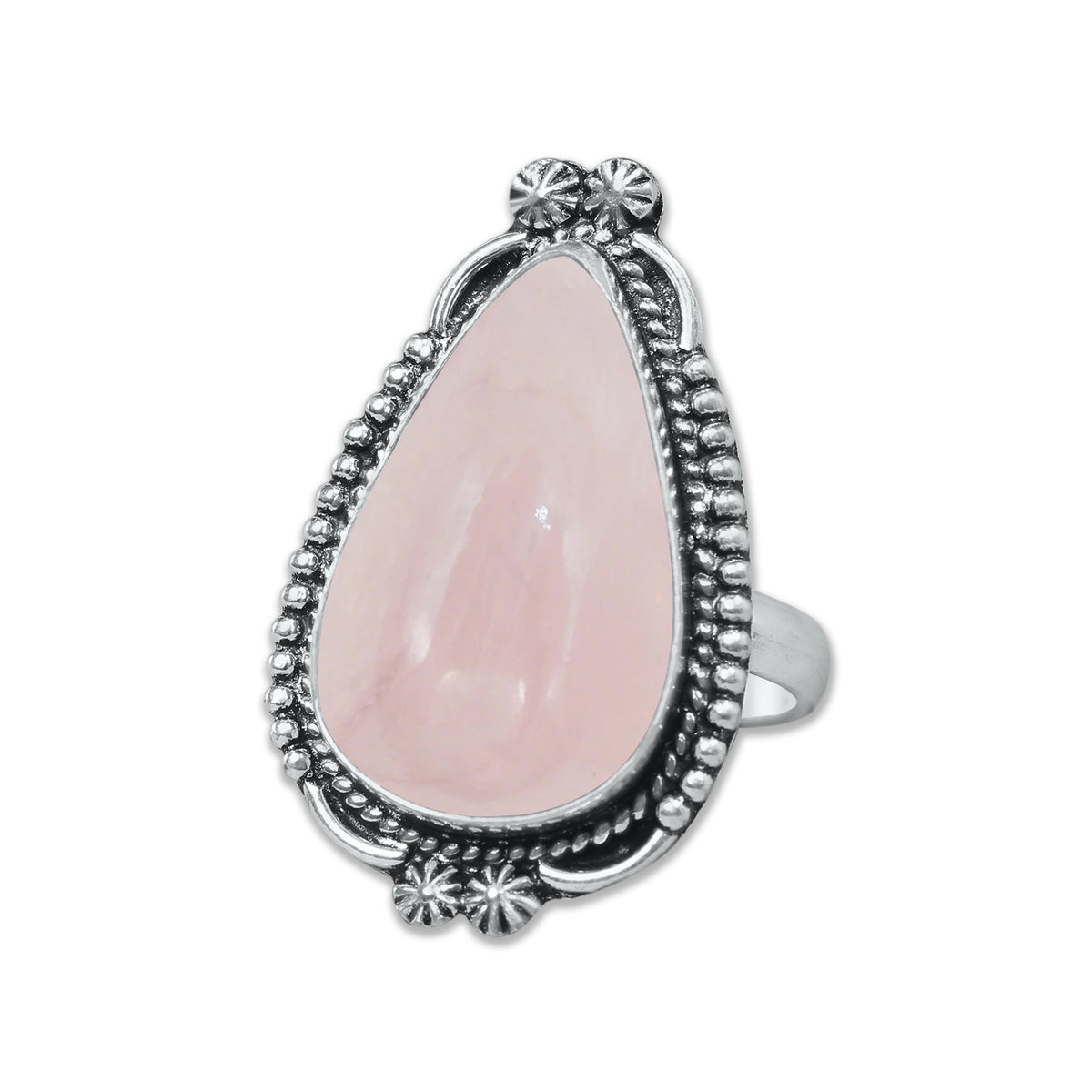 Bagues en quartz rose faites à la main pour femmes – Bijoux en laiton plaqué argent pour l'amour et la guérison