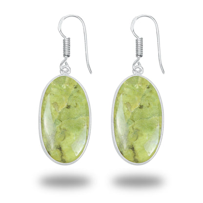 Peruvian Green Opal Earrings – Minimalist, Silver-Plated | Wholesale Handmade Jewelry