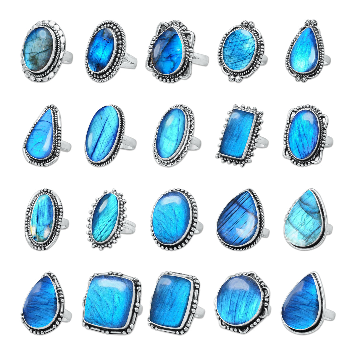Bagues en cristal de labradorite pour femmes – Bagues tendance, style bohème, vente en gros