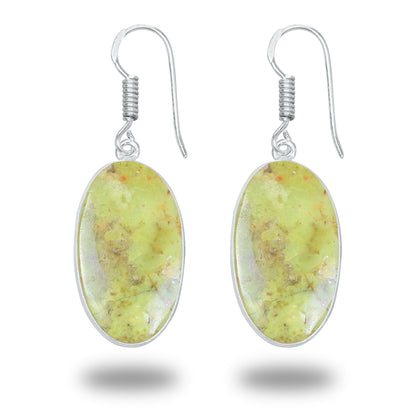 Peruvian Green Opal Earrings – Minimalist, Silver-Plated | Wholesale Handmade Jewelry