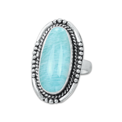 Amazonite Rings – Silver-Plated, Handmade, Aqua-Teal Boho Designs (US Sizes 6–10, Non-Adjustable) | Wholesale