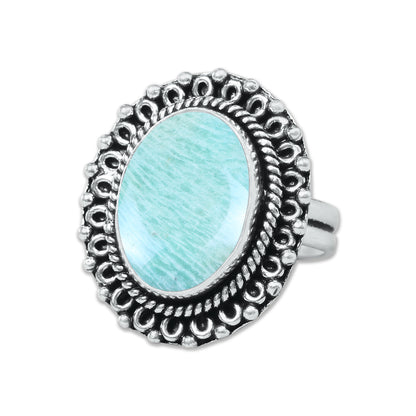 Amazonite Rings – Silver-Plated, Handmade, Aqua-Teal Boho Designs (US Sizes 6–10, Non-Adjustable) | Wholesale