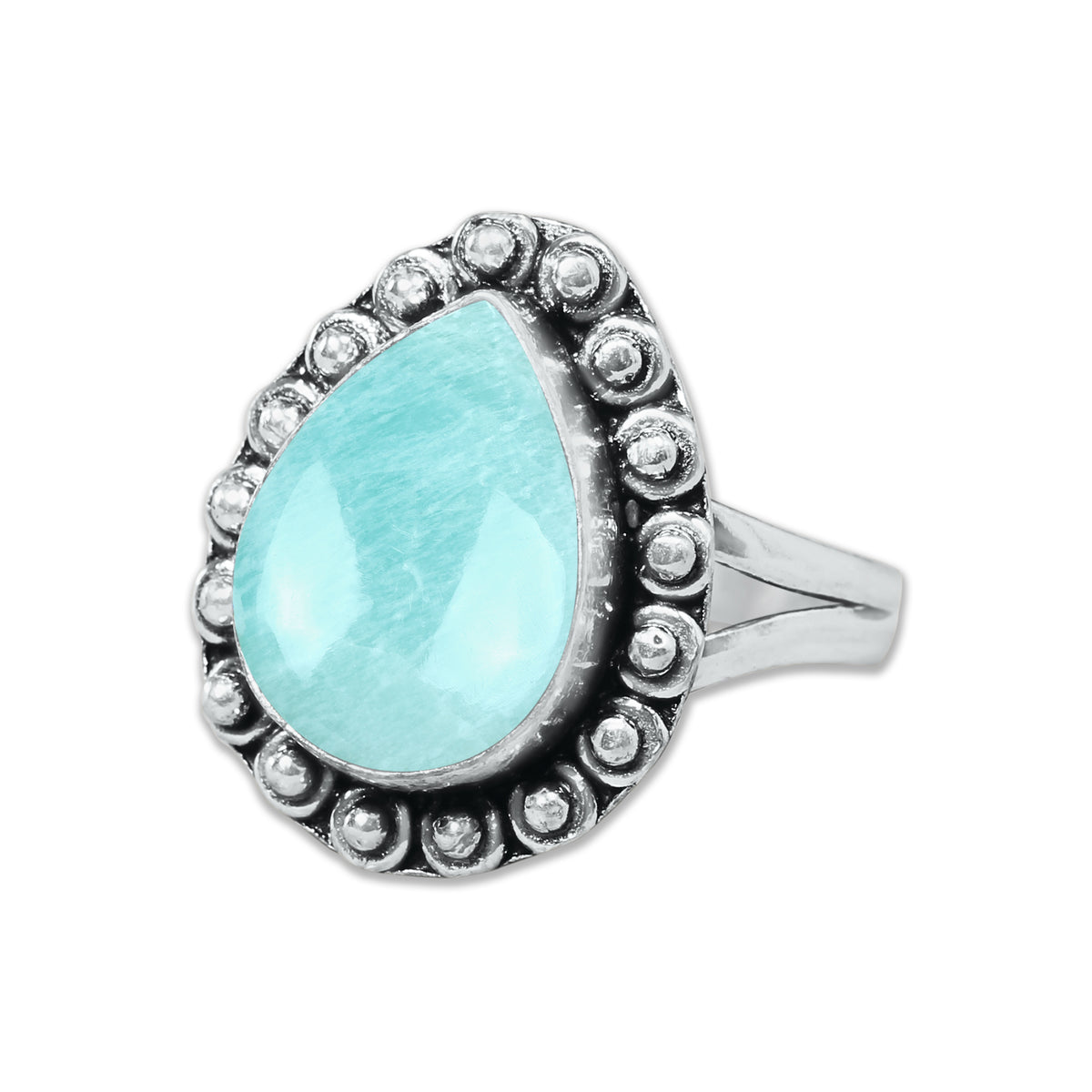 Amazonite Rings – Silver-Plated, Handmade, Aqua-Teal Boho Designs (US Sizes 6–10, Non-Adjustable) | Wholesale