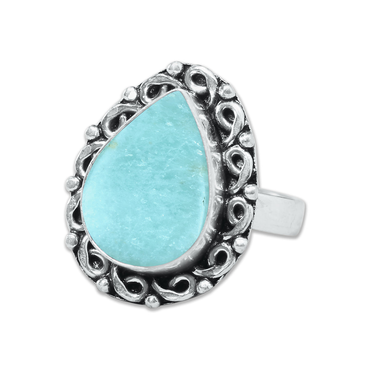 Amazonite Rings – Silver-Plated, Handmade, Aqua-Teal Boho Designs (US Sizes 6–10, Non-Adjustable) | Wholesale
