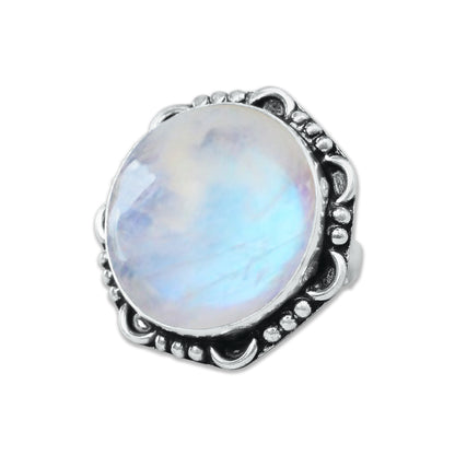 Rainbow Moonstone AA Rings – Silver-Plated, Handmade, Shimmering Grey-Blue (US Sizes 6–10, Non-Adjustable)