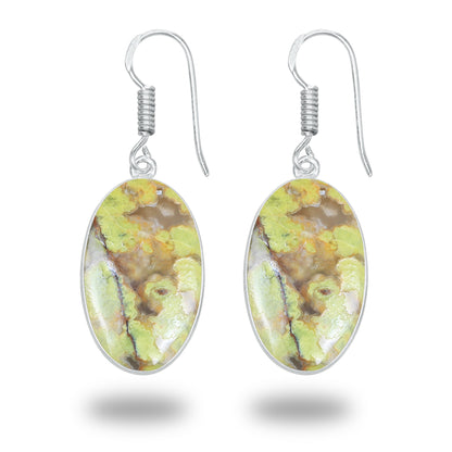 Peruvian Green Opal Earrings – Minimalist, Silver-Plated | Wholesale Handmade Jewelry