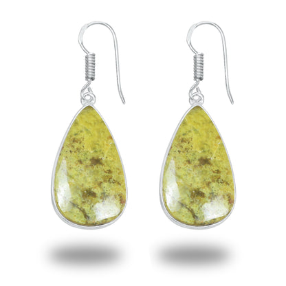 Peruvian Green Opal Earrings – Minimalist, Silver-Plated | Wholesale Handmade Jewelry
