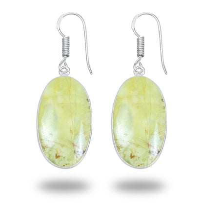 Peruvian Green Opal Earrings – Minimalist, Silver-Plated | Wholesale Handmade Jewelry