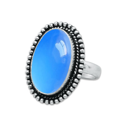 Blue Chalcedony Rings – Silver-Plated, Handmade, Deep Velvety Blue (US Sizes 6–10, Made to Order) | Wholesale