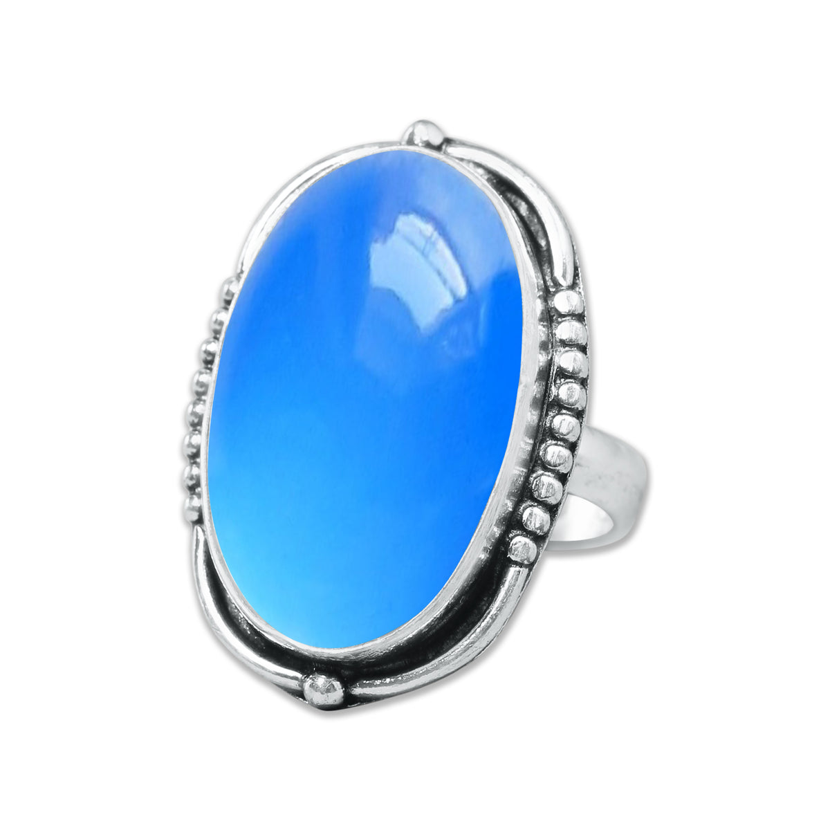 Blue Chalcedony Rings – Silver-Plated, Handmade, Deep Velvety Blue (US Sizes 6–10, Made to Order) | Wholesale