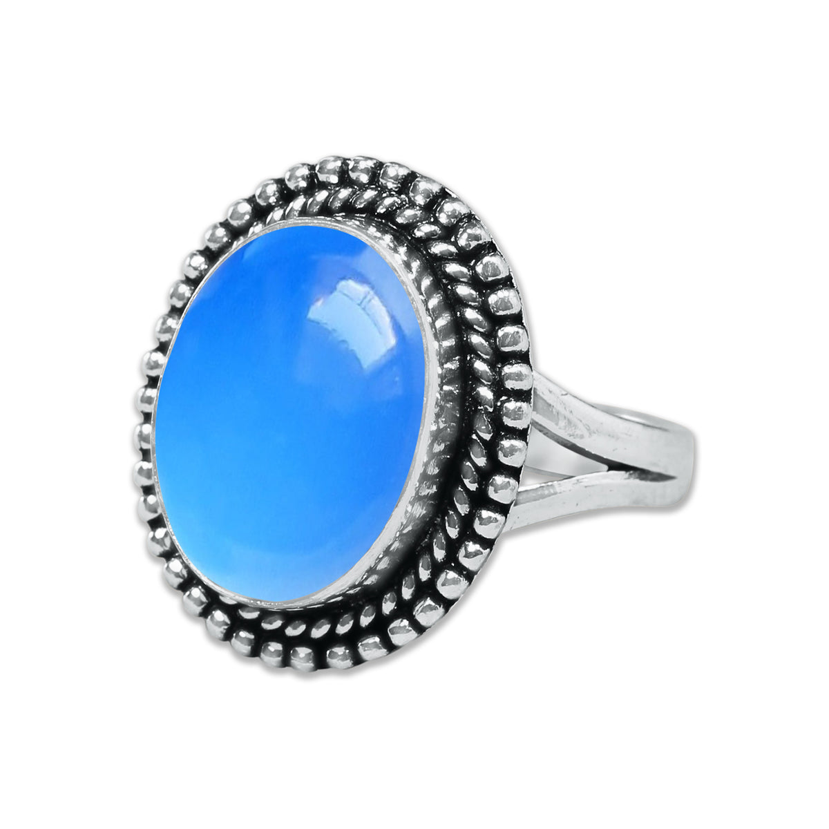 Blue Chalcedony Rings – Silver-Plated, Handmade, Deep Velvety Blue (US Sizes 6–10, Made to Order) | Wholesale