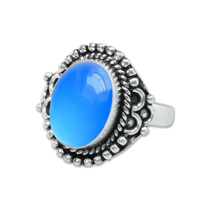Blue Chalcedony Rings – Silver-Plated, Handmade, Deep Velvety Blue (US Sizes 6–10, Made to Order) | Wholesale