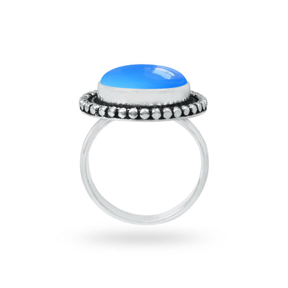 Blue Chalcedony Rings – Silver-Plated, Handmade, Deep Velvety Blue (US Sizes 6–10, Made to Order) | Wholesale