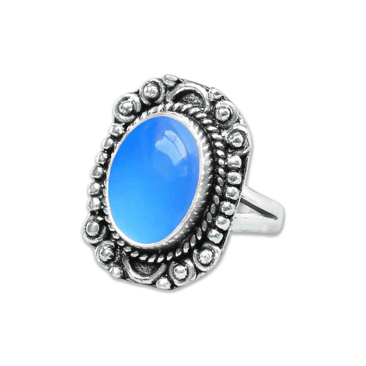 Blue Chalcedony Rings – Silver-Plated, Handmade, Deep Velvety Blue (US Sizes 6–10, Made to Order) | Wholesale