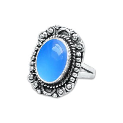 Blue Chalcedony Rings – Silver-Plated, Handmade, Deep Velvety Blue (US Sizes 6–10, Made to Order) | Wholesale