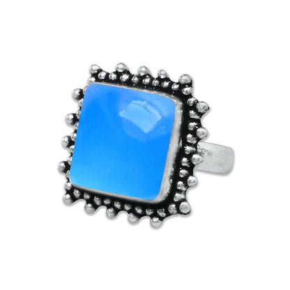 Blue Chalcedony Rings – Silver-Plated, Handmade, Deep Velvety Blue (US Sizes 6–10, Made to Order) | Wholesale