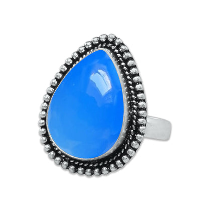 Blue Chalcedony Rings – Silver-Plated, Handmade, Deep Velvety Blue (US Sizes 6–10, Made to Order) | Wholesale