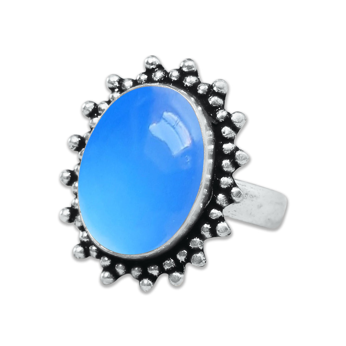 Blue Chalcedony Rings – Silver-Plated, Handmade, Deep Velvety Blue (US Sizes 6–10, Made to Order) | Wholesale
