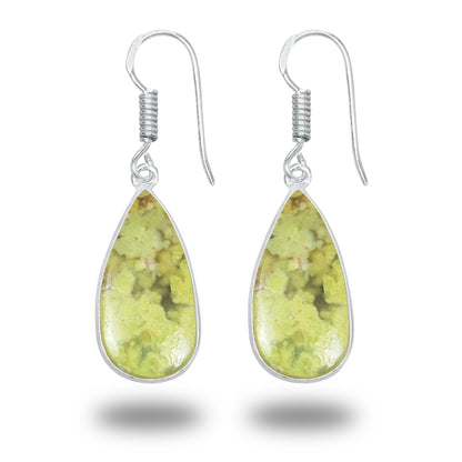 Peruvian Green Opal Earrings – Minimalist, Silver-Plated | Wholesale Handmade Jewelry