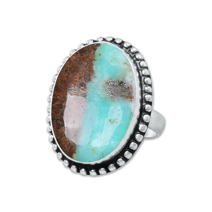 Chrysoprase Matrix Rings – Silver-Plated, Handmade, Green in Ironstone (Made to Order) | Wholesale
