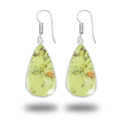 Peruvian Green Opal Earrings – Minimalist, Silver-Plated | Wholesale Handmade Jewelry
