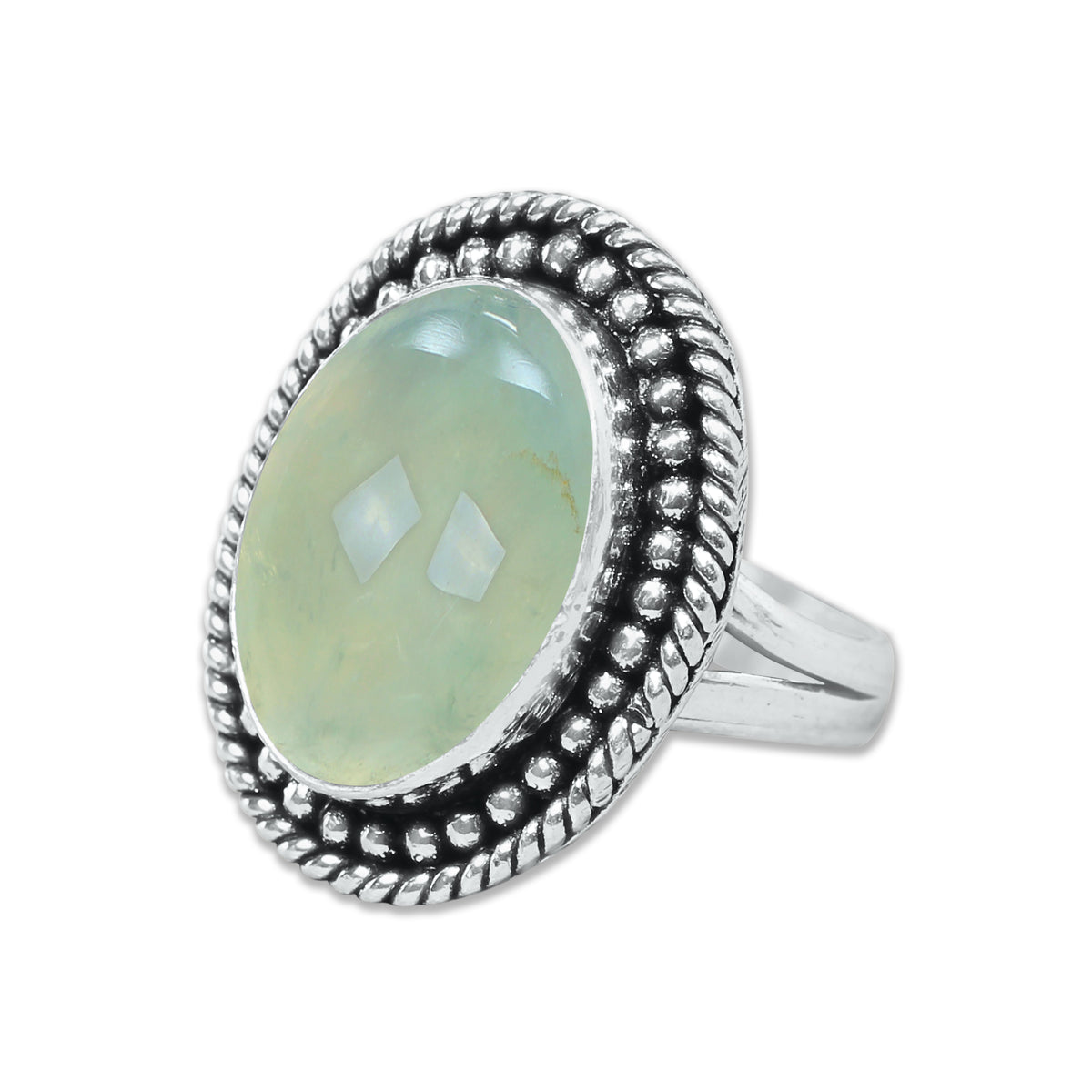 Prehnite Rings – Silver-Plated, Handmade, Soft Green Translucent (US Sizes 6–10, Non-Adjustable) | Wholesale