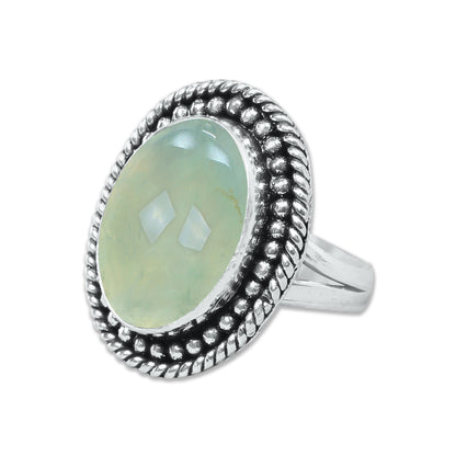 Prehnite Rings – Silver-Plated, Handmade, Soft Green Translucent (US Sizes 6–10, Non-Adjustable) | Wholesale