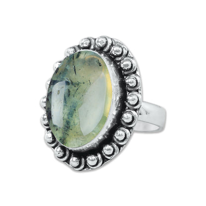 Prehnite Rings – Silver-Plated, Handmade, Soft Green Translucent (US Sizes 6–10, Non-Adjustable) | Wholesale