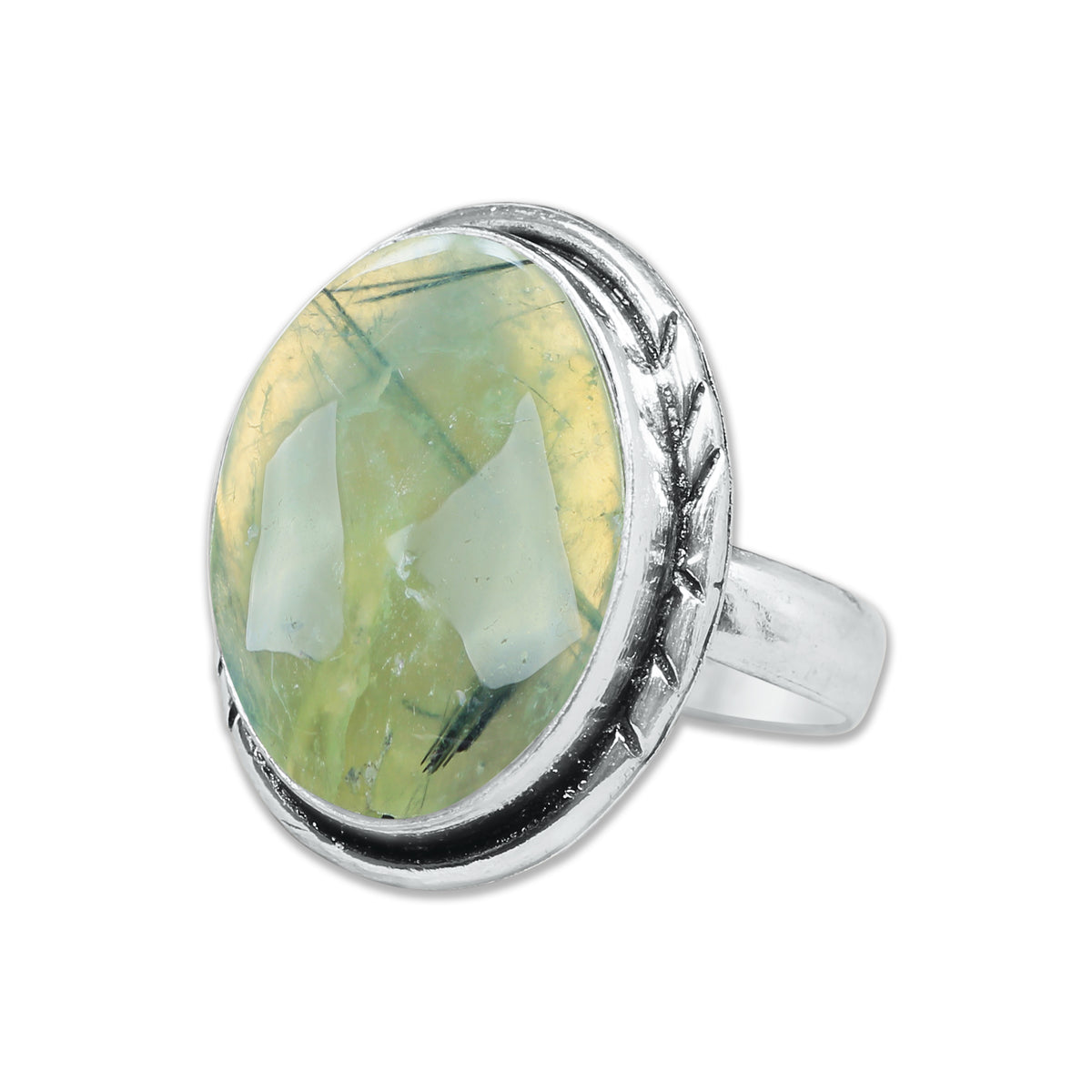 Prehnite Rings – Silver-Plated, Handmade, Soft Green Translucent (US Sizes 6–10, Non-Adjustable) | Wholesale