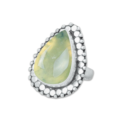 Prehnite Rings – Silver-Plated, Handmade, Soft Green Translucent (US Sizes 6–10, Non-Adjustable) | Wholesale