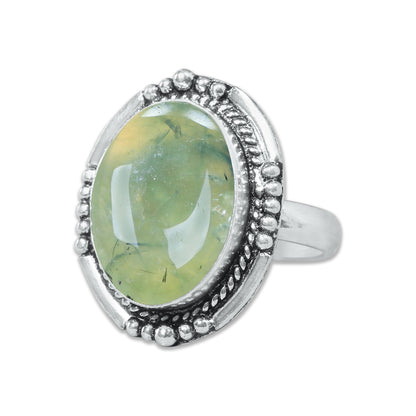 Prehnite Rings – Silver-Plated, Handmade, Soft Green Translucent (US Sizes 6–10, Non-Adjustable) | Wholesale