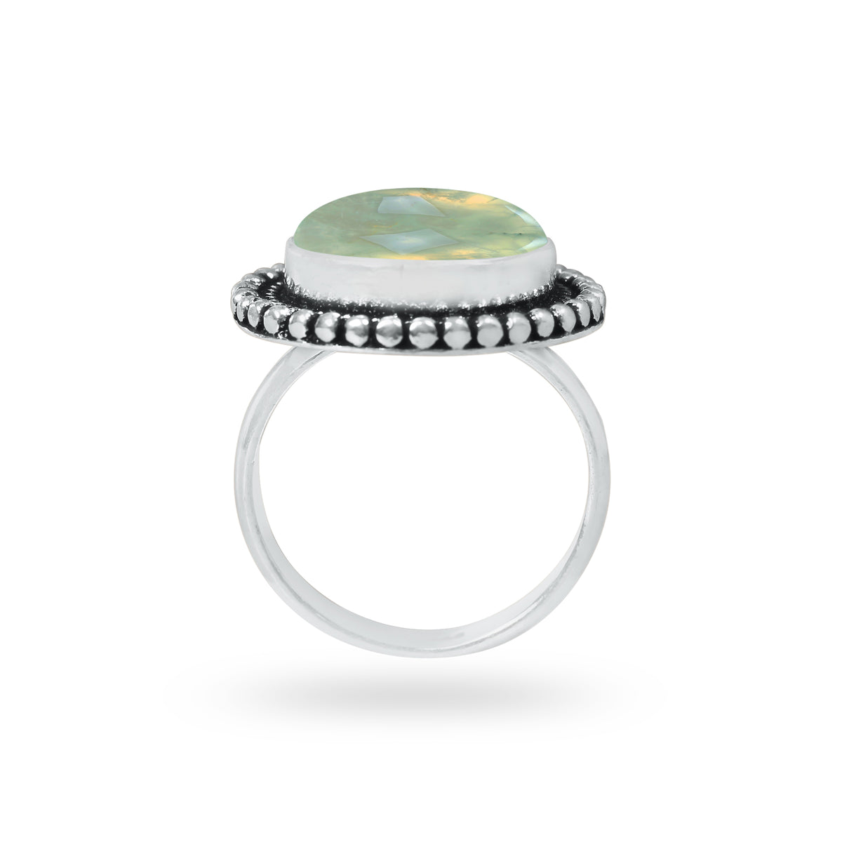 Prehnite Rings – Silver-Plated, Handmade, Soft Green Translucent (US Sizes 6–10, Non-Adjustable) | Wholesale