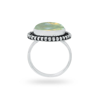 Prehnite Rings – Silver-Plated, Handmade, Soft Green Translucent (US Sizes 6–10, Non-Adjustable) | Wholesale