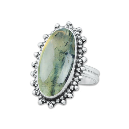 Prehnite Rings – Silver-Plated, Handmade, Soft Green Translucent (US Sizes 6–10, Non-Adjustable) | Wholesale