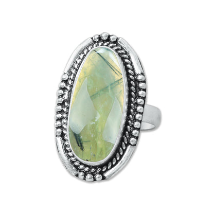 Prehnite Rings – Silver-Plated, Handmade, Soft Green Translucent (US Sizes 6–10, Non-Adjustable) | Wholesale