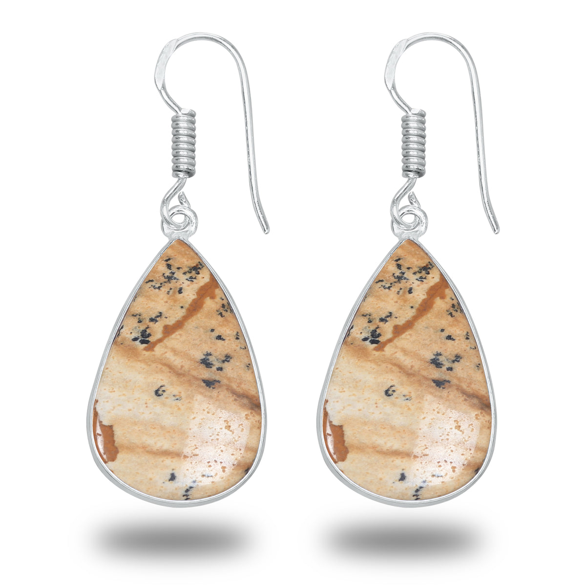 Picture Jasper Earrings – Minimalist, Silver-Plated | Wholesale & Handmade