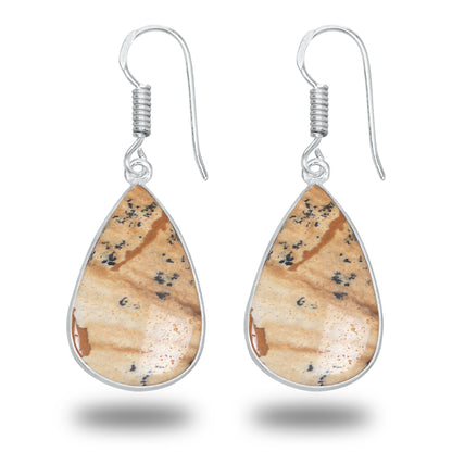 Picture Jasper Earrings – Minimalist, Silver-Plated | Wholesale & Handmade