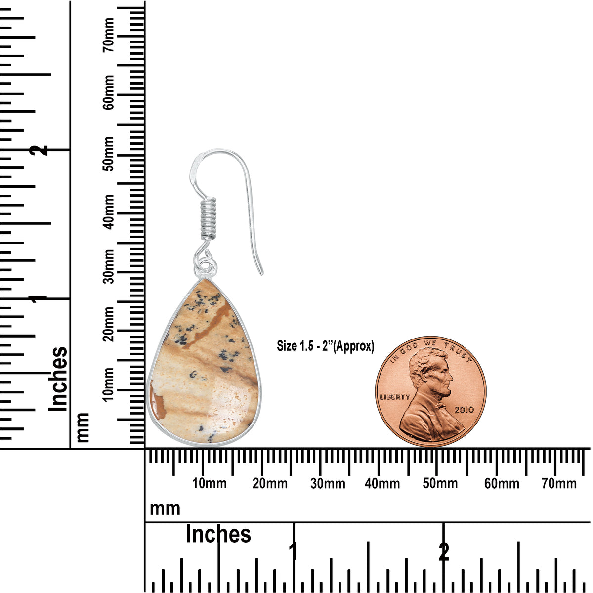 Picture Jasper Earrings – Minimalist, Silver-Plated | Wholesale & Handmade