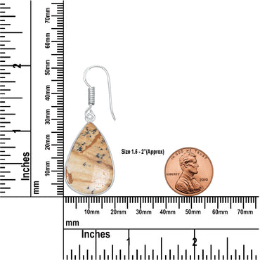 Picture Jasper Earrings – Minimalist, Silver-Plated | Wholesale & Handmade