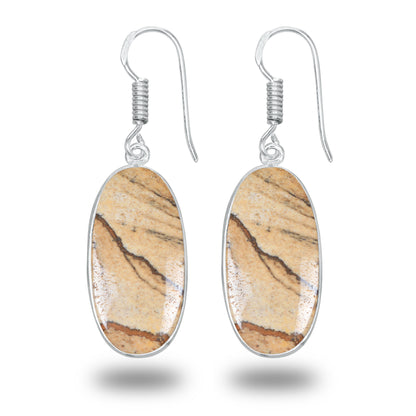 Picture Jasper Earrings – Minimalist, Silver-Plated | Wholesale & Handmade
