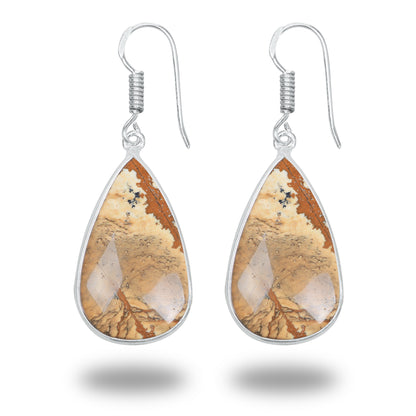 Picture Jasper Earrings – Minimalist, Silver-Plated | Wholesale & Handmade