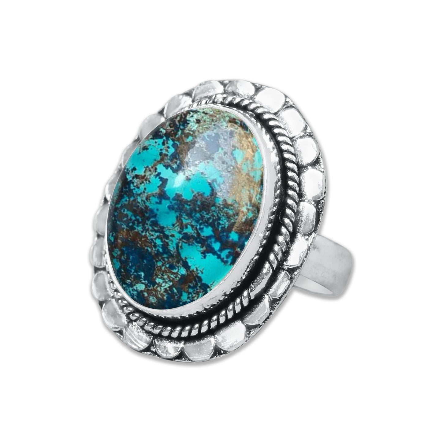 Chrysocolla Rings – Silver-Plated, Handmade, Earthy SeaGreen (US Sizes 6–10, Made to Order)