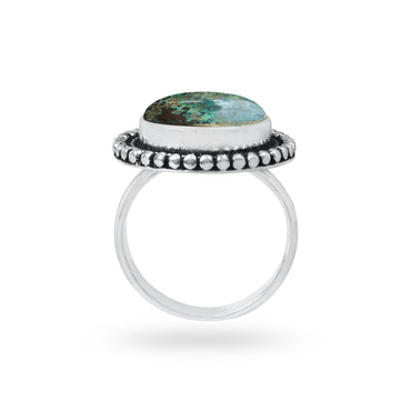 Chrysocolla Rings – Silver-Plated, Handmade, Earthy SeaGreen (US Sizes 6–10, Made to Order)