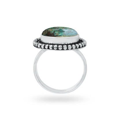 Chrysocolla Rings – Silver-Plated, Handmade, Earthy SeaGreen (US Sizes 6–10, Made to Order)