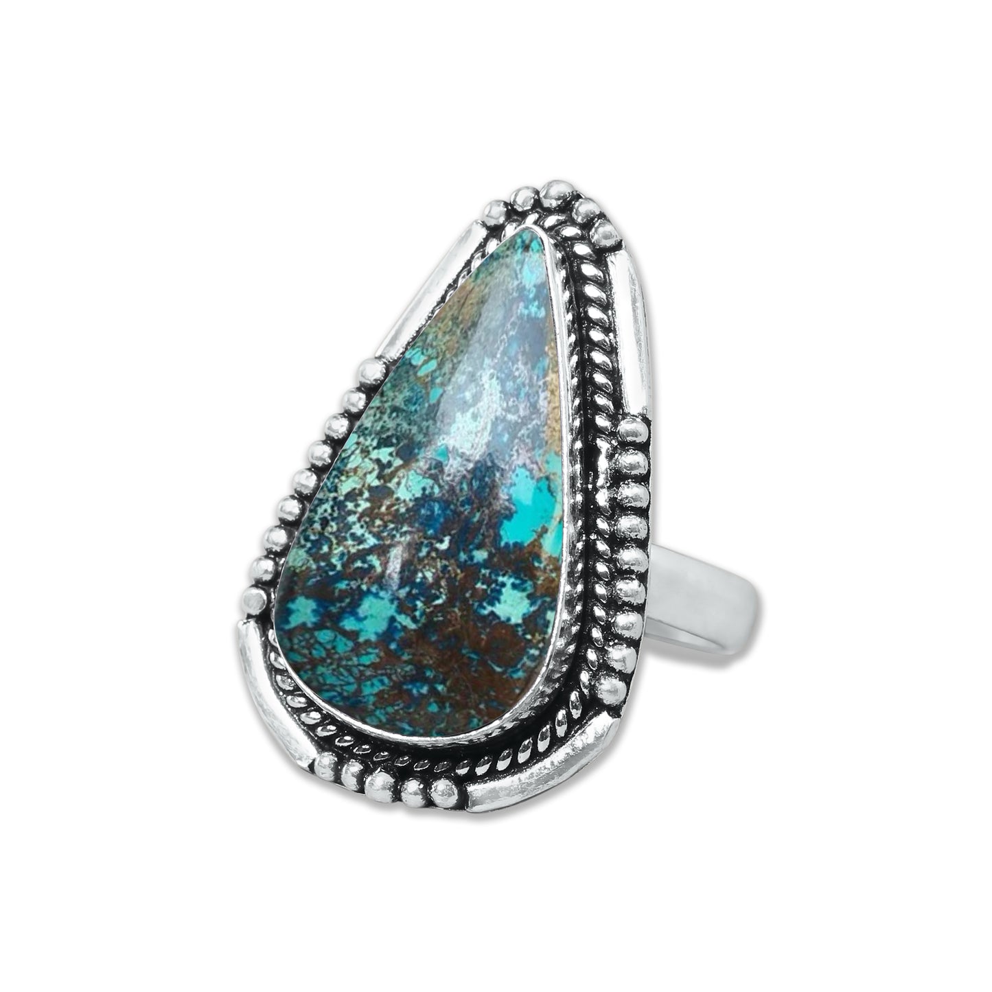 Chrysocolla Rings – Silver-Plated, Handmade, Earthy SeaGreen (US Sizes 6–10, Made to Order)