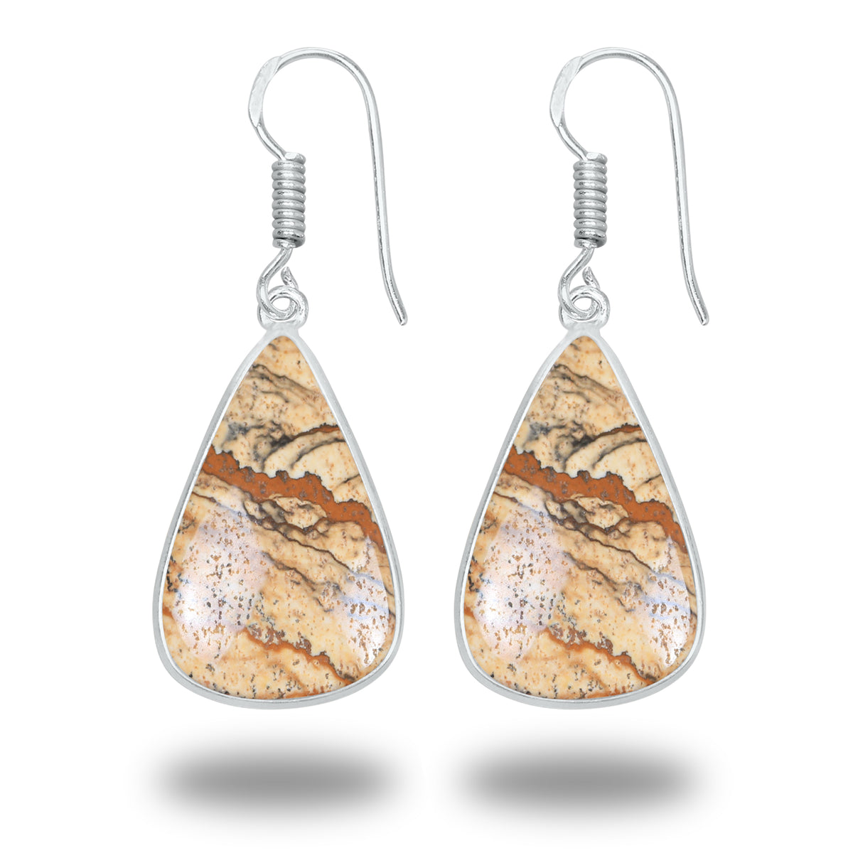 Picture Jasper Earrings – Minimalist, Silver-Plated | Wholesale & Handmade