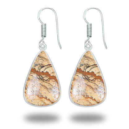 Picture Jasper Earrings – Minimalist, Silver-Plated | Wholesale & Handmade